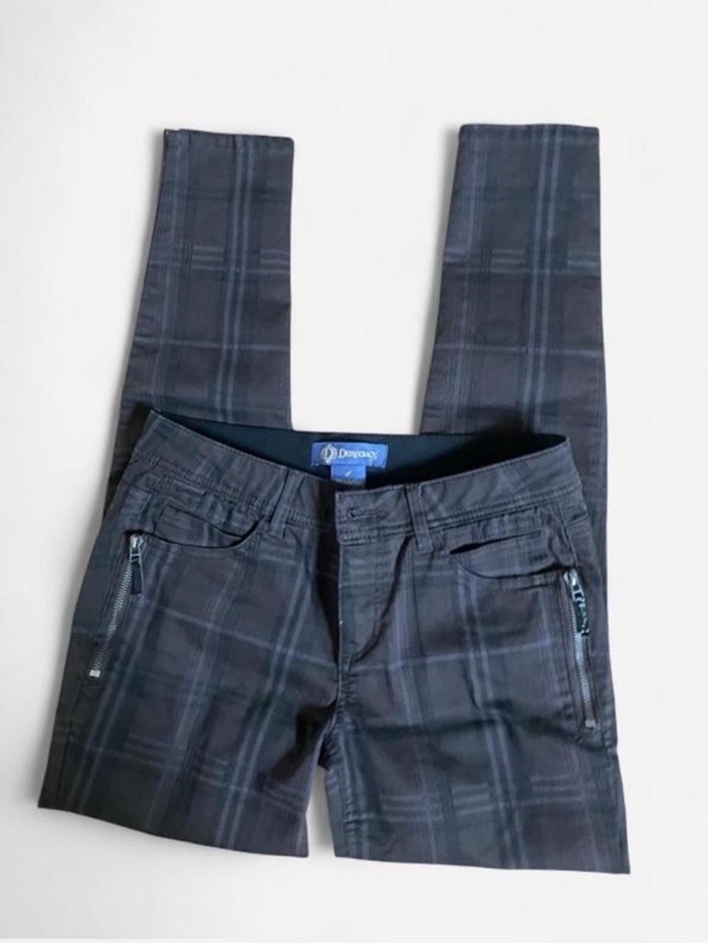 Democracy Women's Dark Charcoal Brown Plaid Skinny Jeans